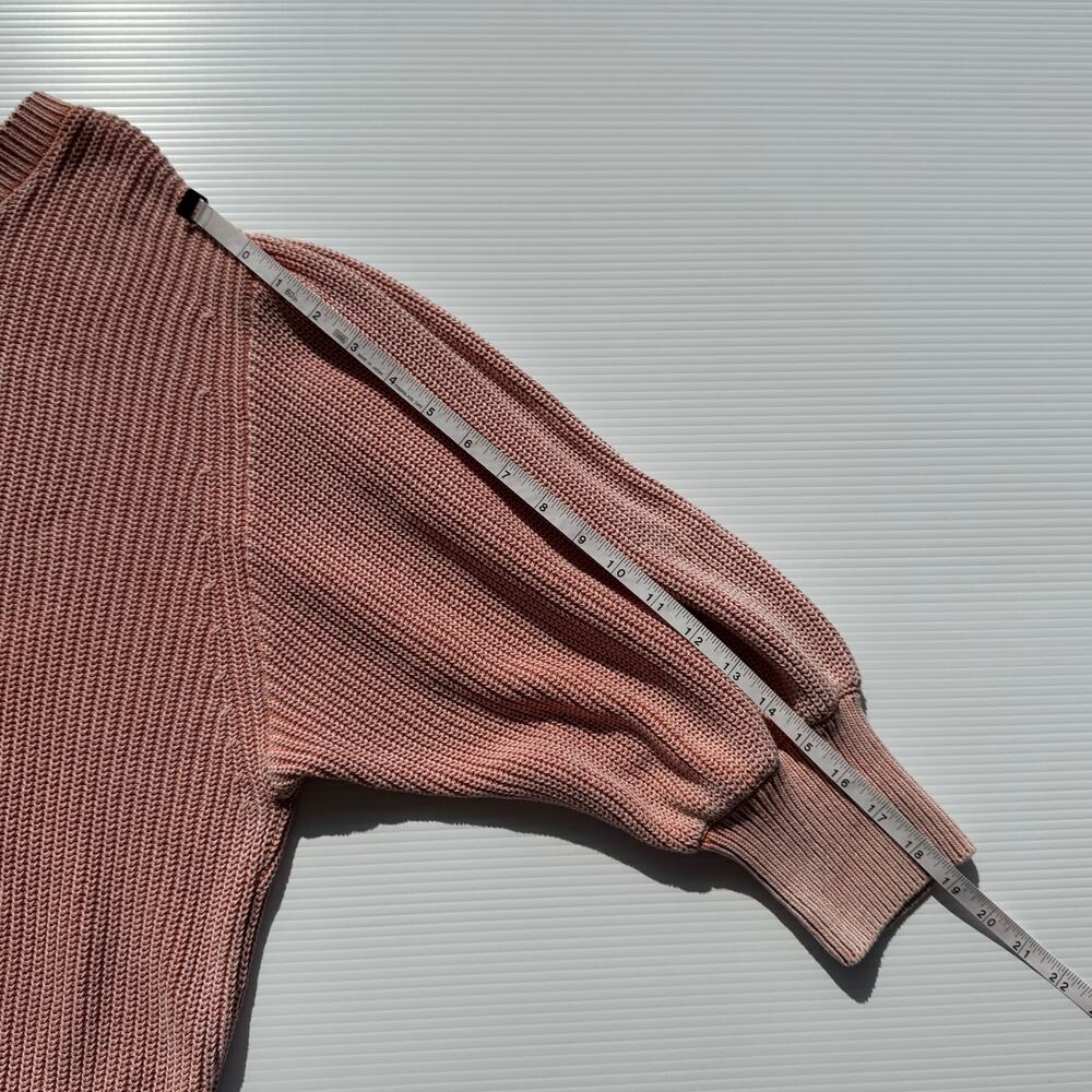 YFB Young Fabulous Broke Knit Sweater Apricot Pink Balloon Sleeve Women’s Medium - Picture 11 of 16